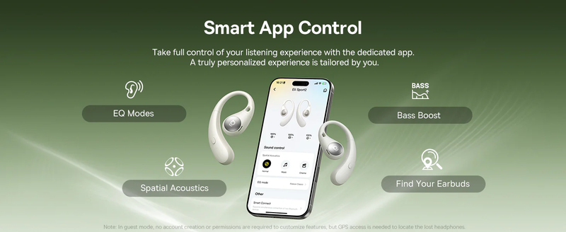 Tai nghe Bluetooth thể thao Baseus Eli Sport 2 Open-Ear - Điều khiển thông minh qua ứng dụng riêng