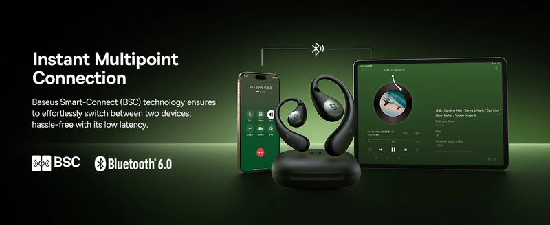 Tai nghe Bluetooth thể thao Baseus Eli Sport 2 Open-Ear - Kết nối đa điểm linh hoạt với Bluetooth 6.0