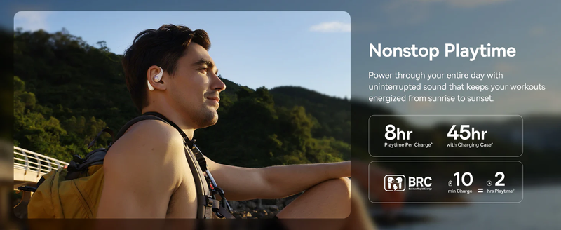 Tai nghe Bluetooth thể thao Baseus Eli Sport 2 Open-Ear - Thời lượng pin bền bỉ, sẵn sàng cho cả ngày dài