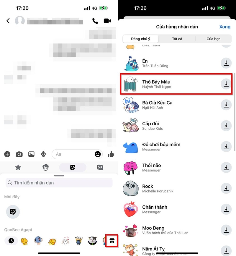 Cách tải sticker Thỏ 7 Màu trên Messenger ảnh 2