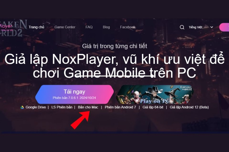 Truy cập vào website của NOXPlayer