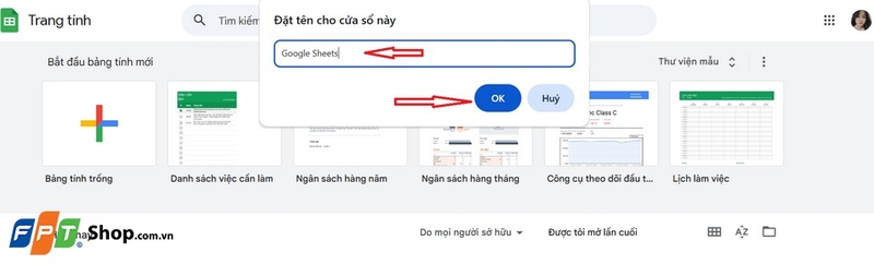 Bạn hãy đặt tên gọi tùy ý hoặc điền “Google Sheet”