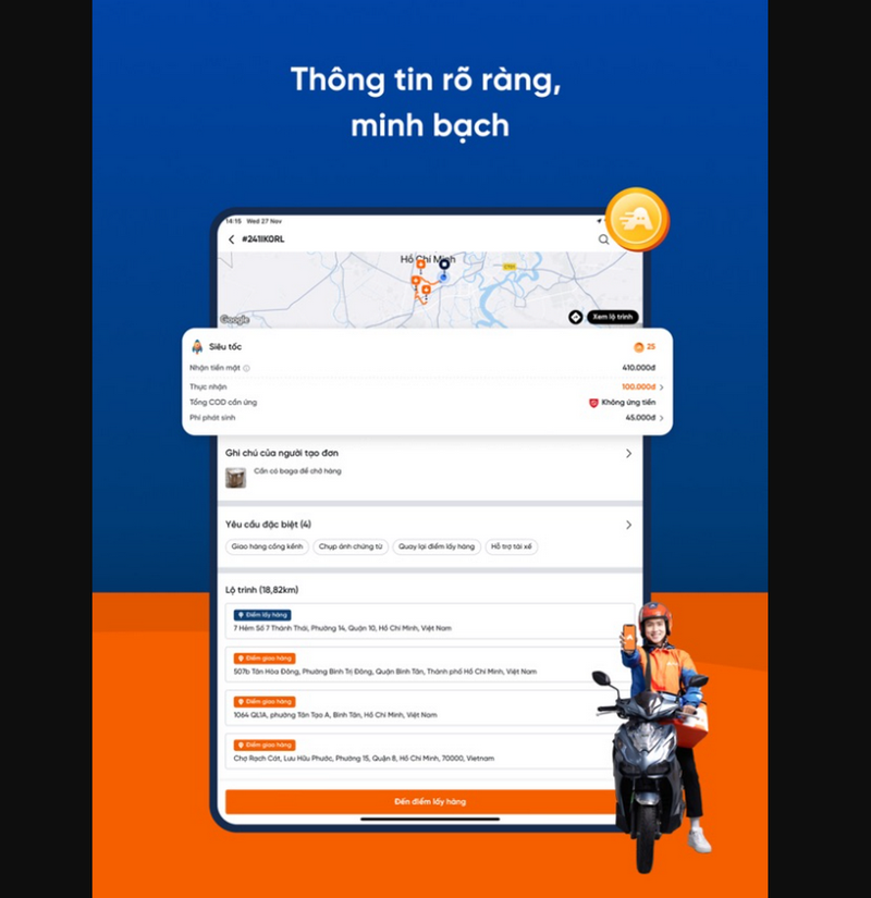 Hệ thống tính cước minh bạch, công khai