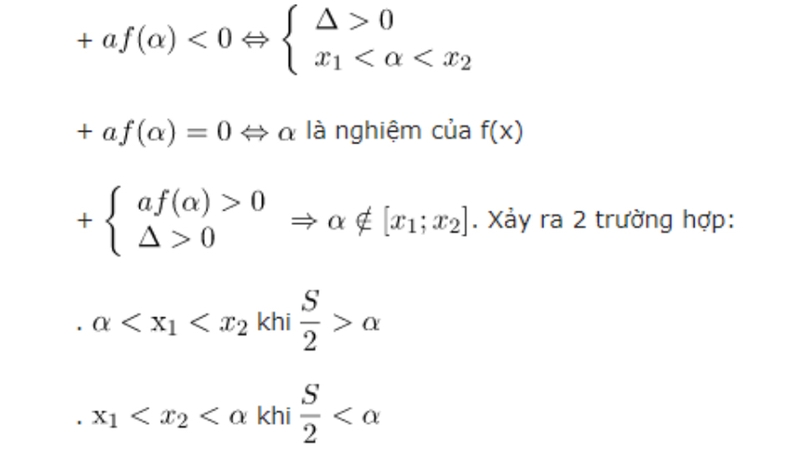 Các điều kiện chứng minh tam thức bậc 2 có nghiệm