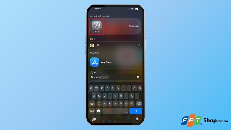 mở ứng dụng Cài đặt trên iPhone