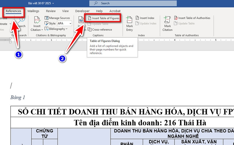 Tạo danh mục bảng biểu trong Word tự động - 07