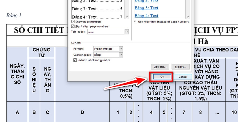Tạo danh mục bảng biểu trong Word tự động - 10