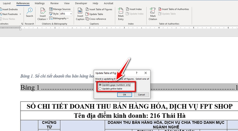 Tạo danh mục bảng biểu trong Word tự động - 12