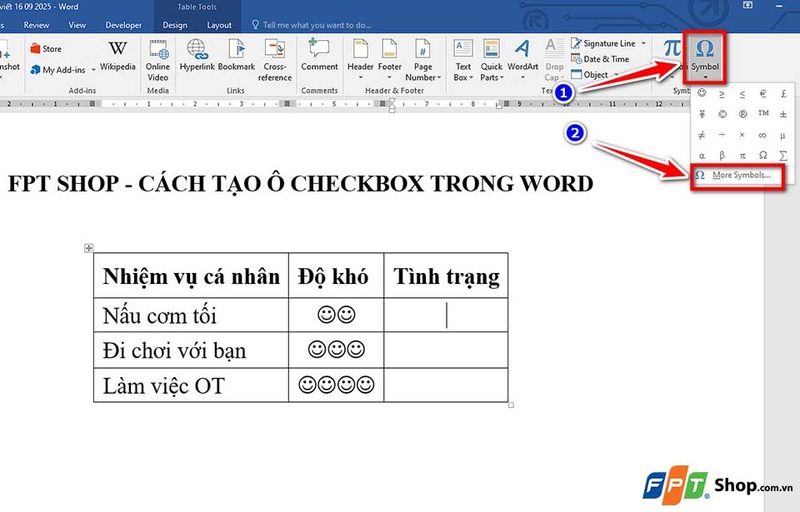Cách tạo checkbox trong Word - 05
