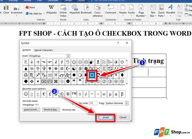 Cách tạo checkbox trong Word - 04