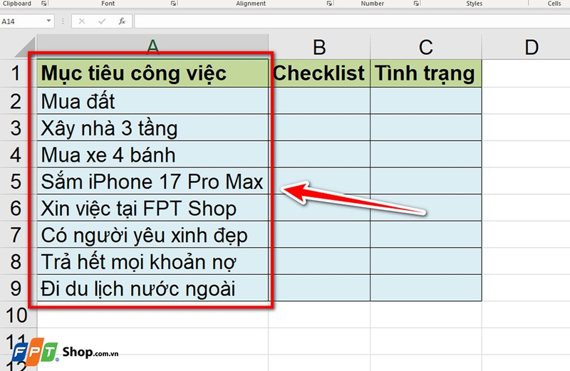 Cách tạo checklist trong Excel - 05
