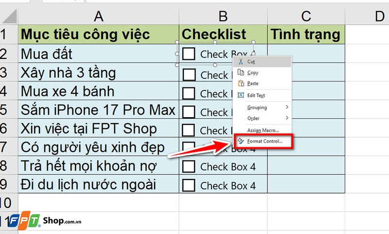 Cách tạo checklist trong Excel - 08