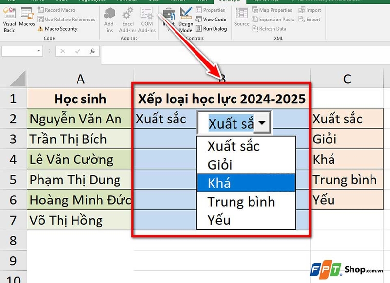 Cách tạo Combo Box trong Excel - 02