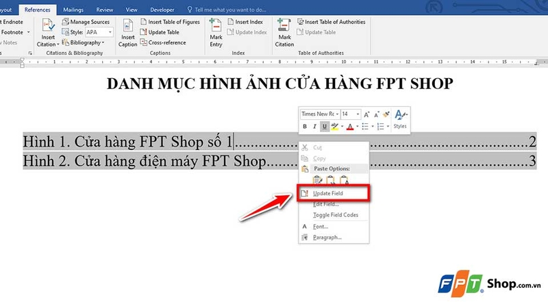 Cách tạo danh mục hình ảnh trong Word - 01