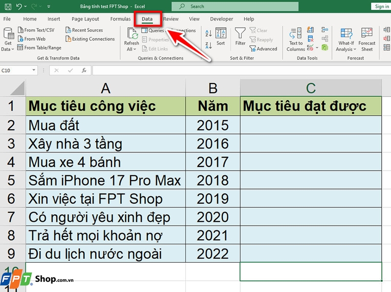 Cách tạo danh sách sổ xuống trên Excel - 03