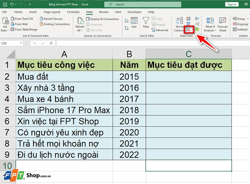 Cách tạo danh sách sổ xuống trên Excel - 04