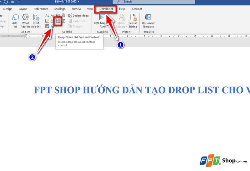 Cách tạo drop list trong Word - 05