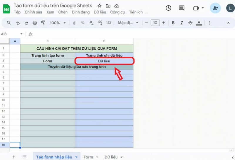 Bạn cần thực hiện tương tự như ở trang tính tạo form.