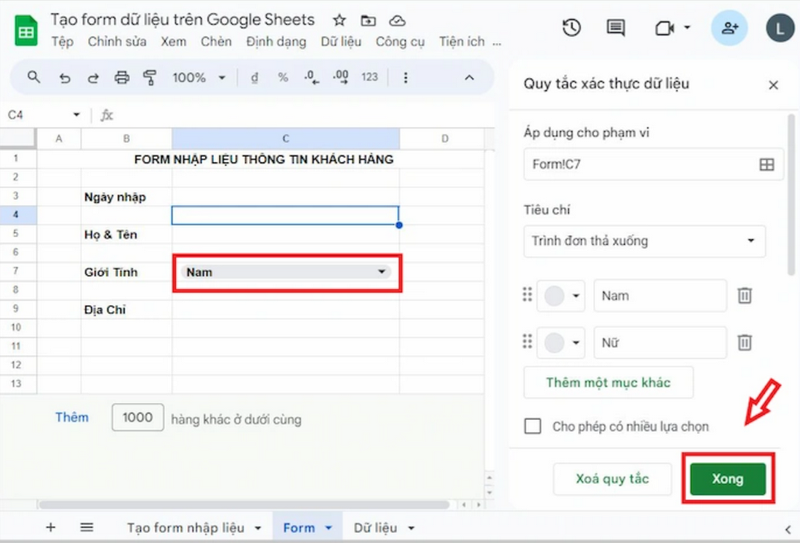 Hãy chọn tùy chọn “Danh sách mục”