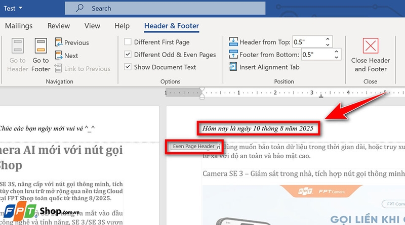 Cách tạo Header, Footer khác nhau trên Word - 06