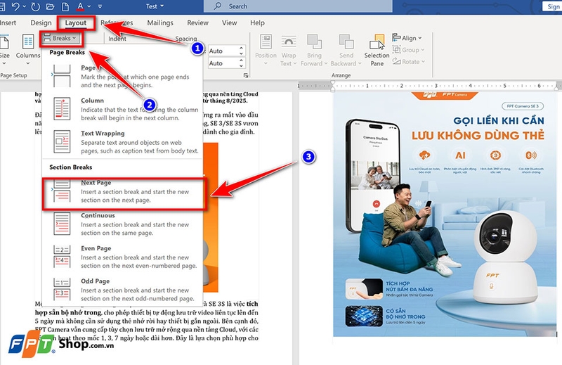 Cách tạo Header, Footer khác nhau trên Word - 08