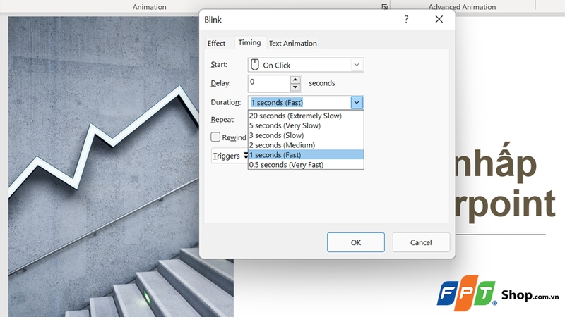 Tốc độ nhấp nháy cần được điều chỉnh vừa phải