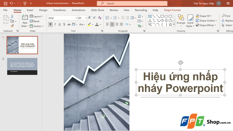 Nhấp vào đối tượng cần tạo hiệu ứng nhấp nháy