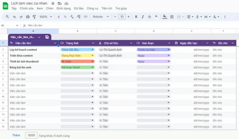 Hãy nhấn vào nút "Chèn bảng" (Insert board)