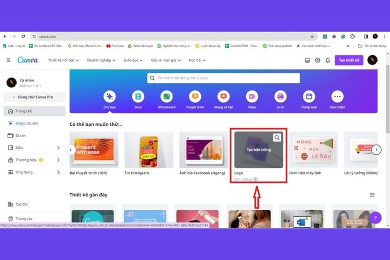 tạo logo lớp bằng canva bước 2