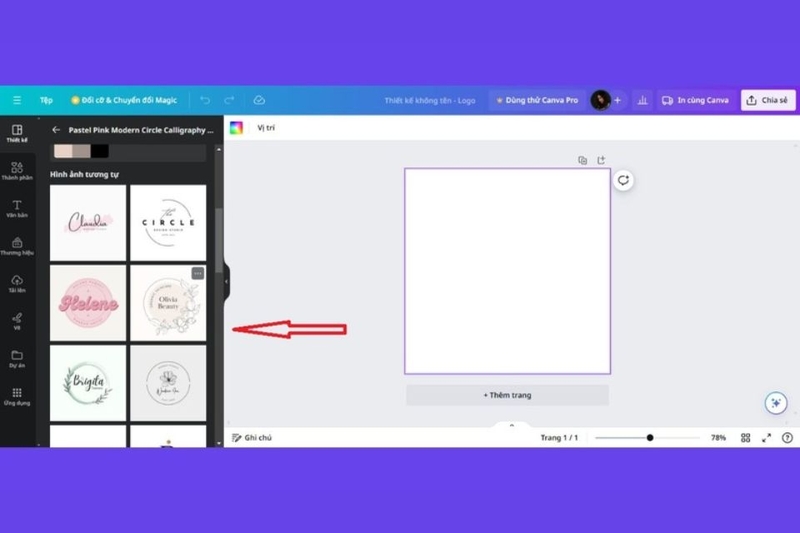tạo logo lớp bằng canva bước 3