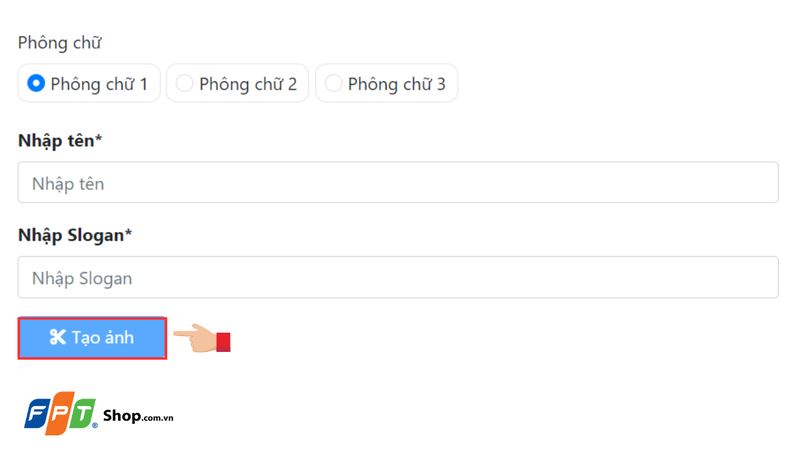 Nhập tên thương hiệu của bạn và nhập slogan