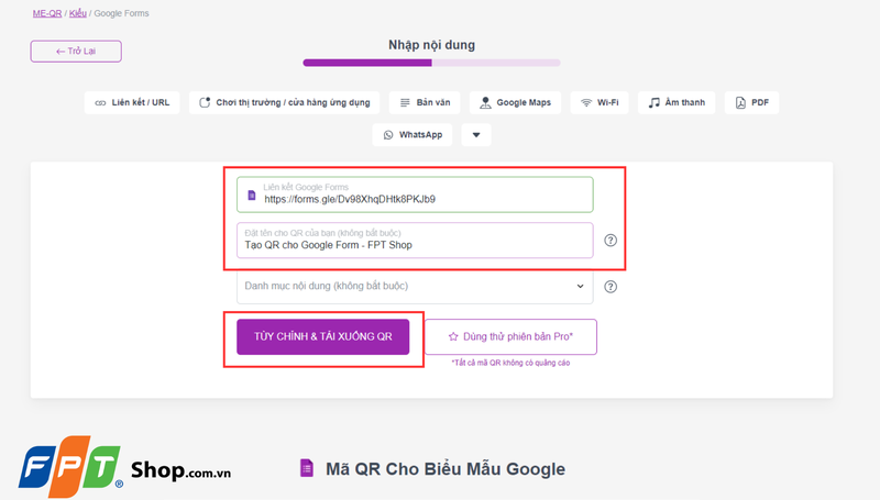 Cách tạo mã QR cho Google Forms bằng Me-QR 1
