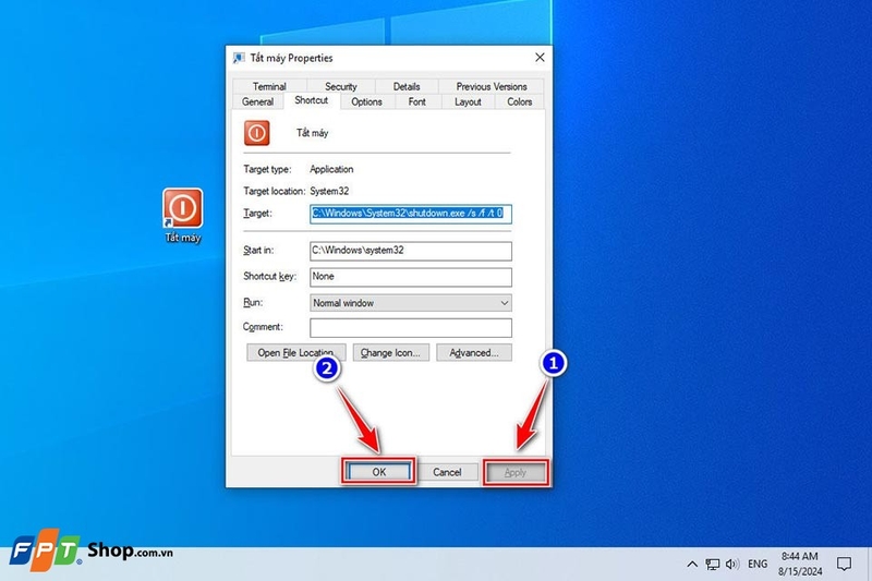 Tạo nút Shutdown trên máy tính - Ảnh 09