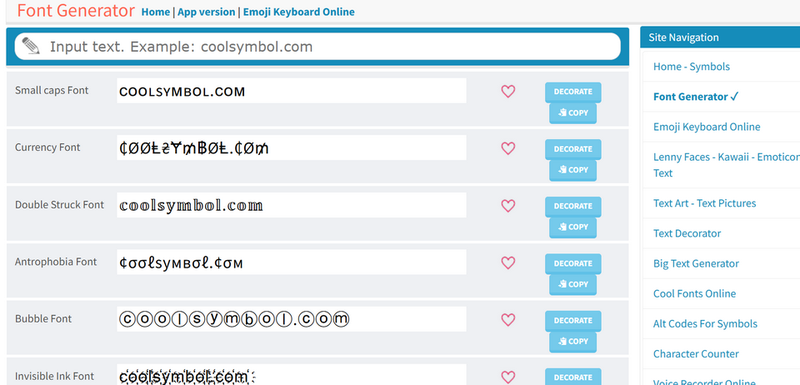 Coolsymbol là một trang web hỗ trợ tạo tên nickname