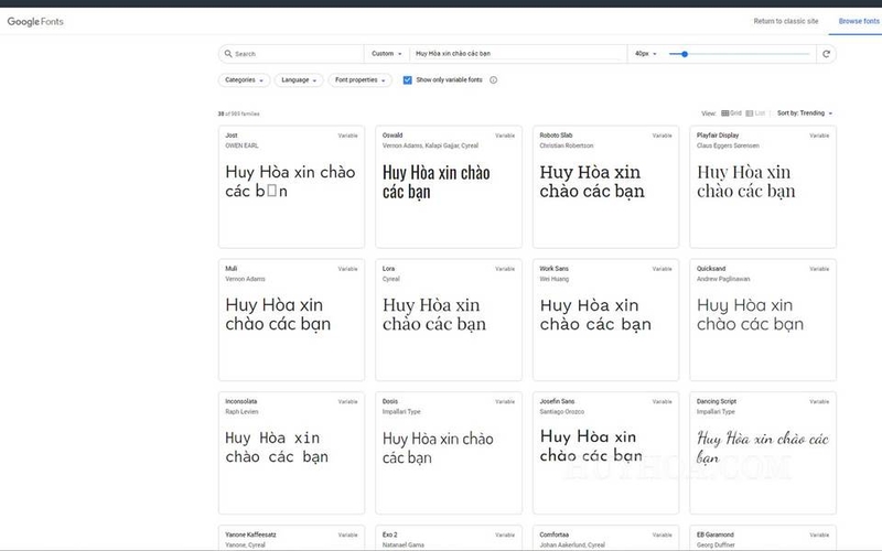 Google Fonts là thư viện phông chữ trực tuyến miễn phí