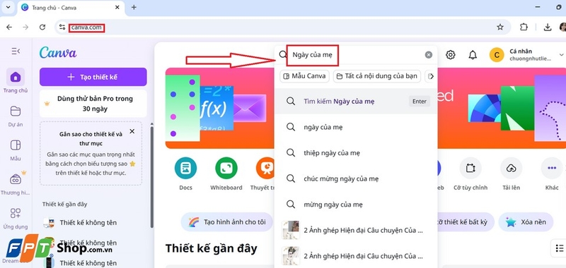 Sử dụng Canva để tạo thiệp Ngày của Mẹ