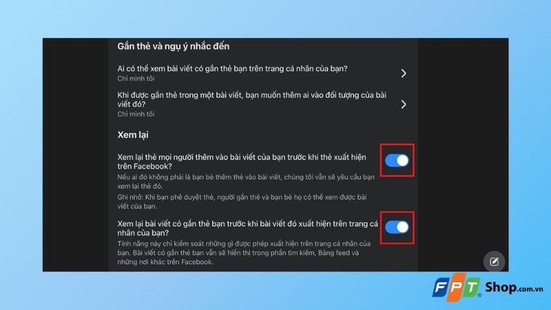 Bật xét duyệt bài viết gắn thẻ