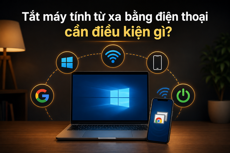 Tắt máy tính từ xa bằng điện thoại cần điều kiện gì?