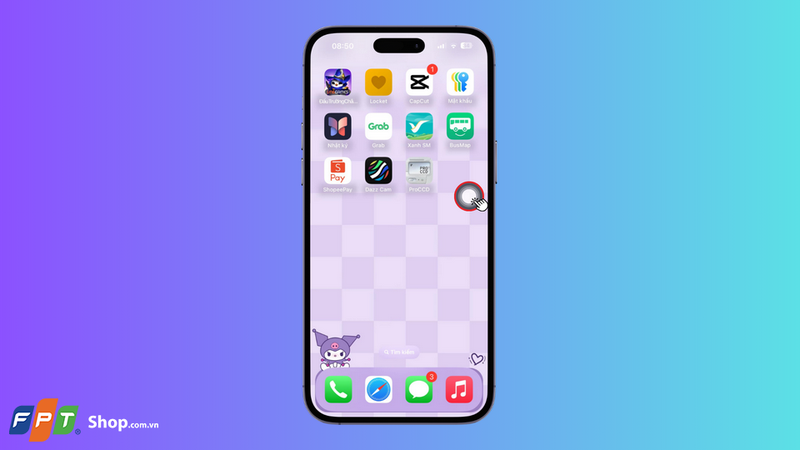 Nhấp vào biểu tượng nút Home ảo trên màn hình của iPhone 16