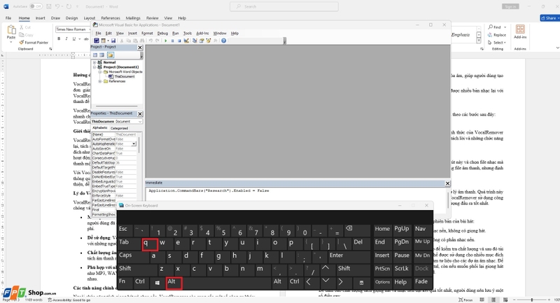 tắt research trong word 5