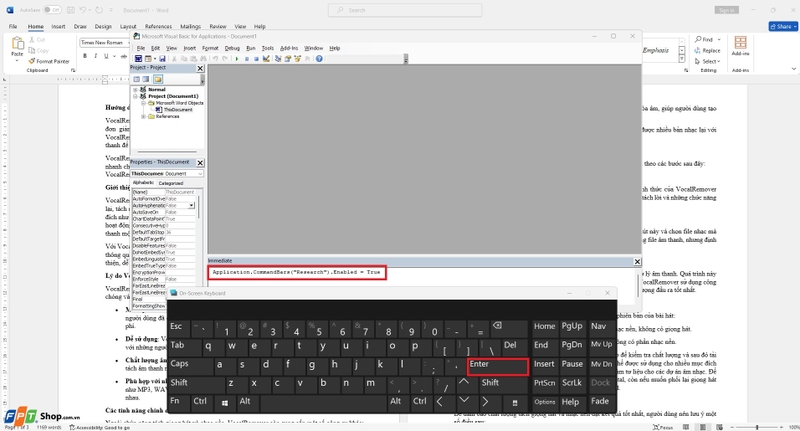 tắt research trong word 6