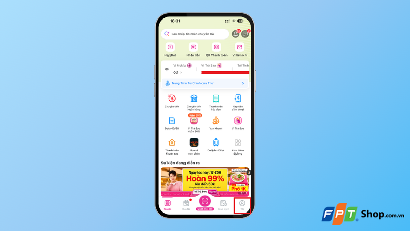 Cách để tắt thông báo quảng cáo trên MoMo 1