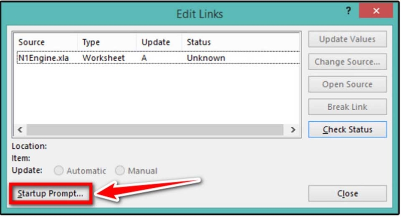 Cách tắt thông báo Update Link trên Excel - 03