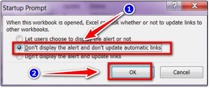 Cách tắt thông báo Update Link trên Excel - 02
