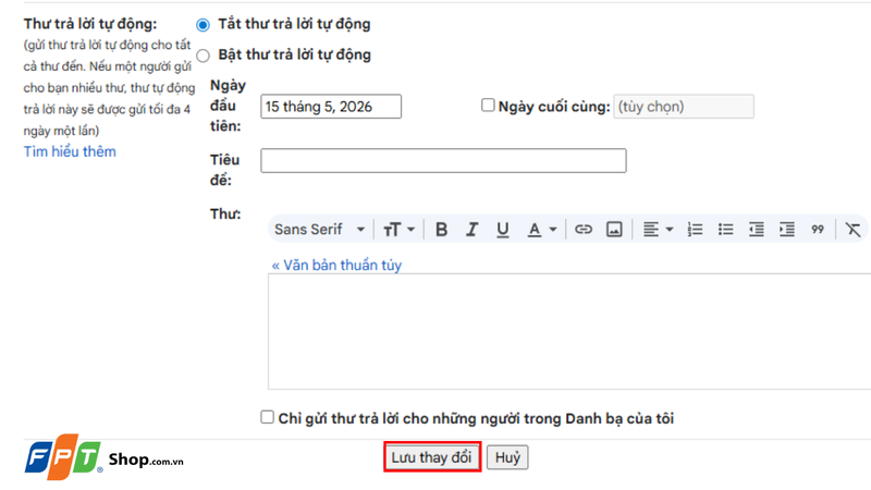 Nhấn Lưu thay đổi