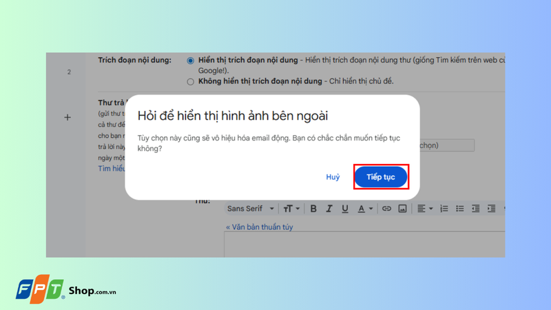 Nhấn Tiếp tục