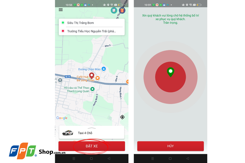 Cách đặt xe trên ứng dụng taxi Long Sơn 2