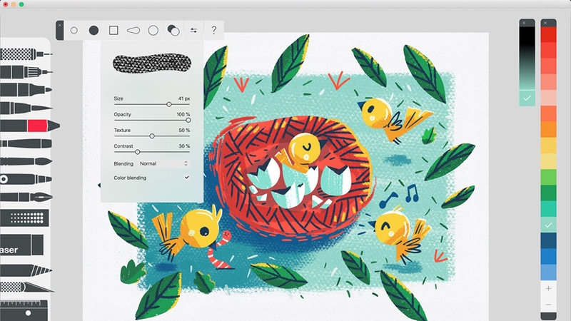 Giao diện ứng dụng Tayasui Sketches