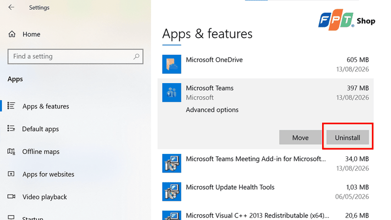 Chọn Uninstall để gỡ bỏ ứng dụng
