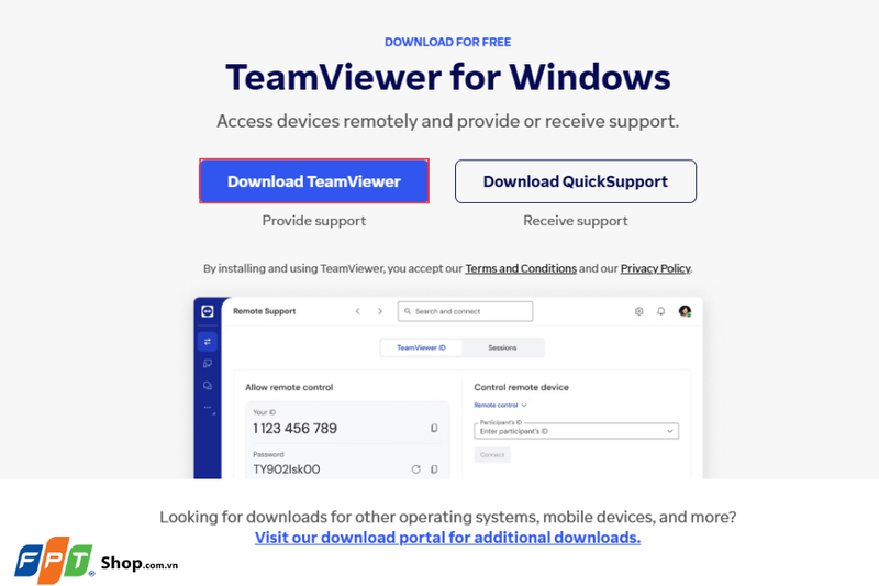 Nhấn Download TeamViewer